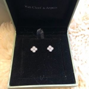 Clover earrings white gold plated